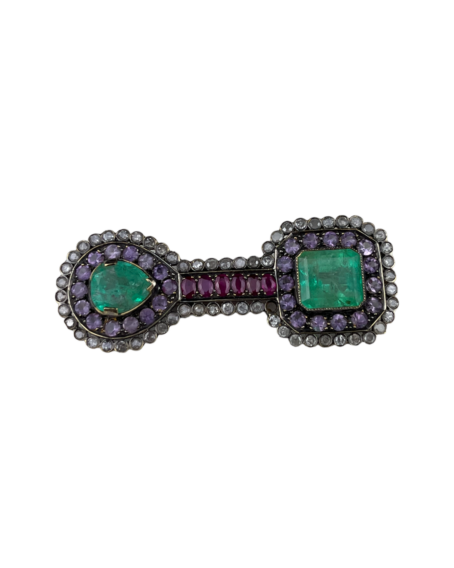 Namazte Maharaja Broche with Emeralds, Rubies, Amethyst and Diamonds