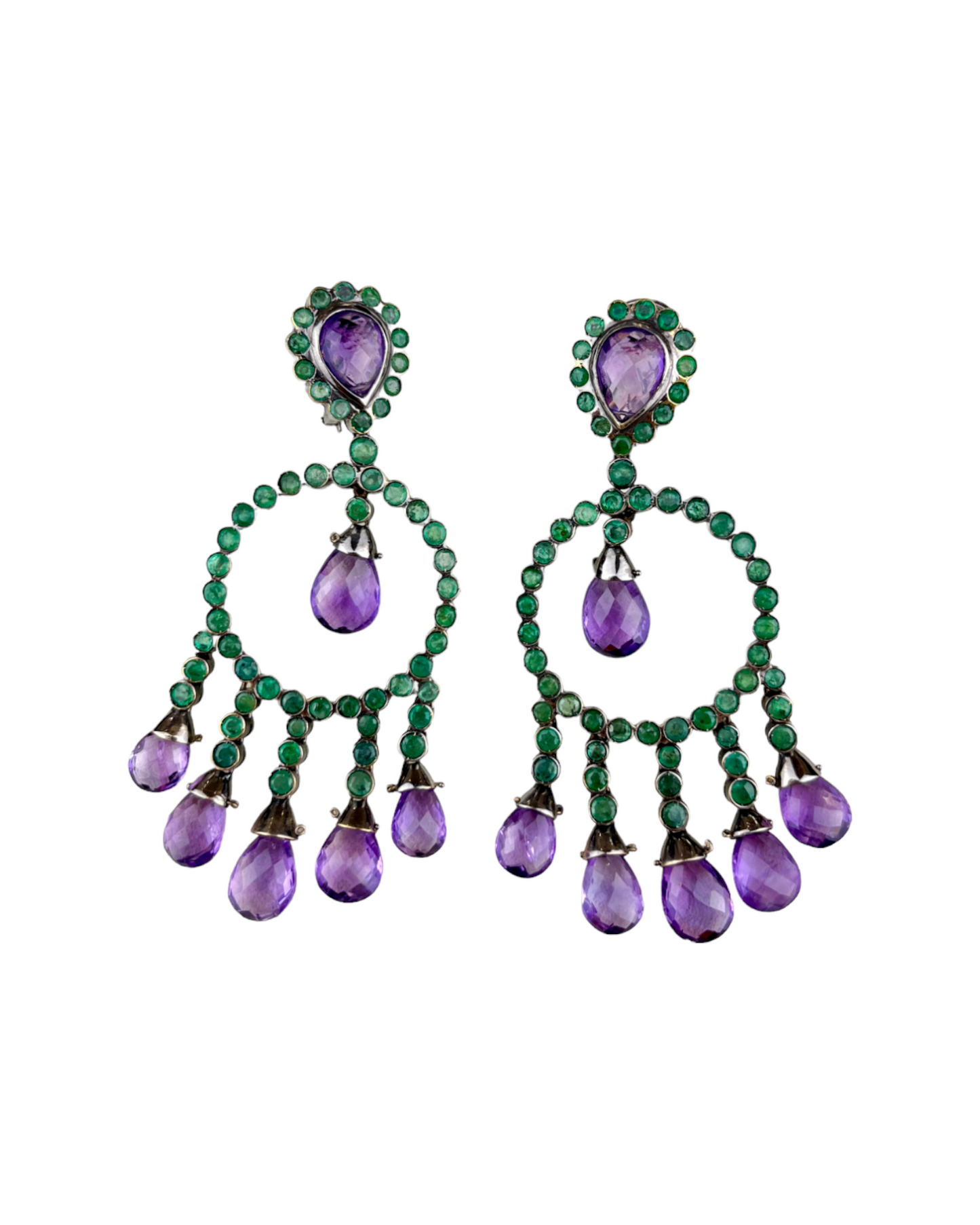 Namazte Maharaja Earrings with Emerald and Amethyst