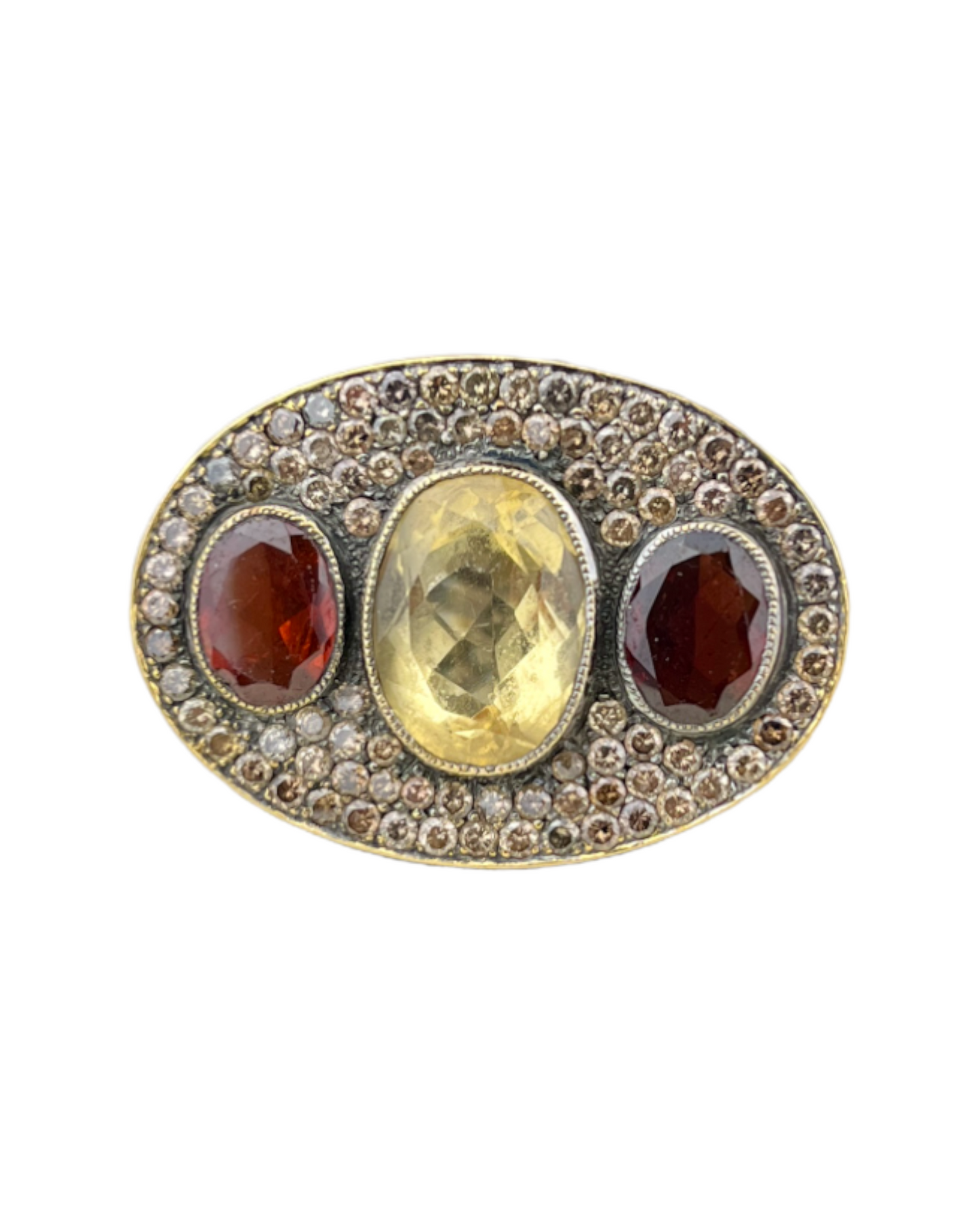 Namazte Majestic Ring with Brown diamonds, Garnet and Topaz