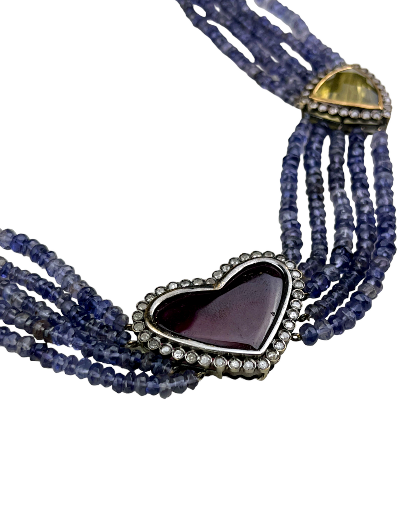 Namazte Maharaja Necklace Iolite, Diamonds , Quartz, Garnet & Topaz