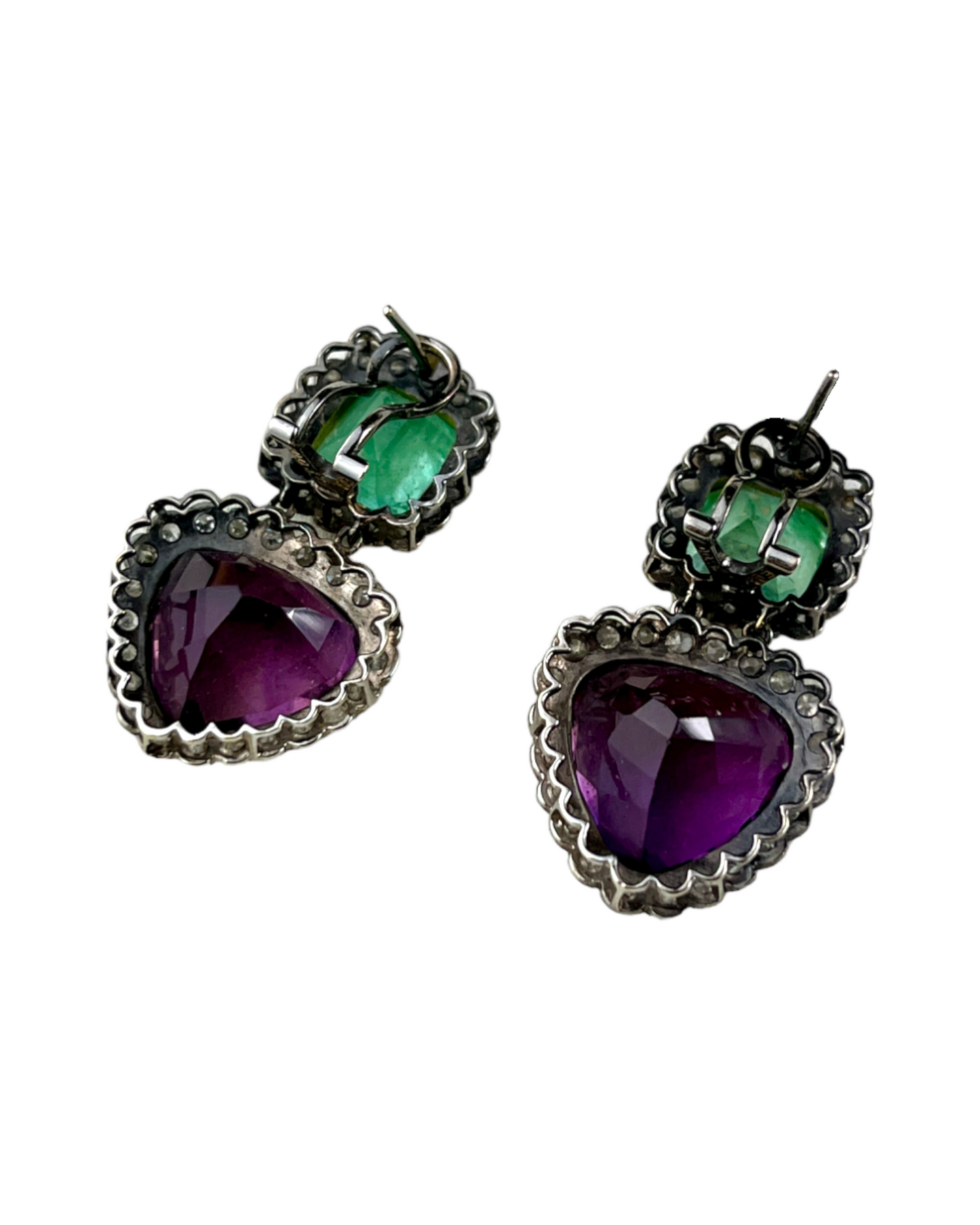Namazte Maharaja Earrings with Emerald and Amethyst and Diamonds