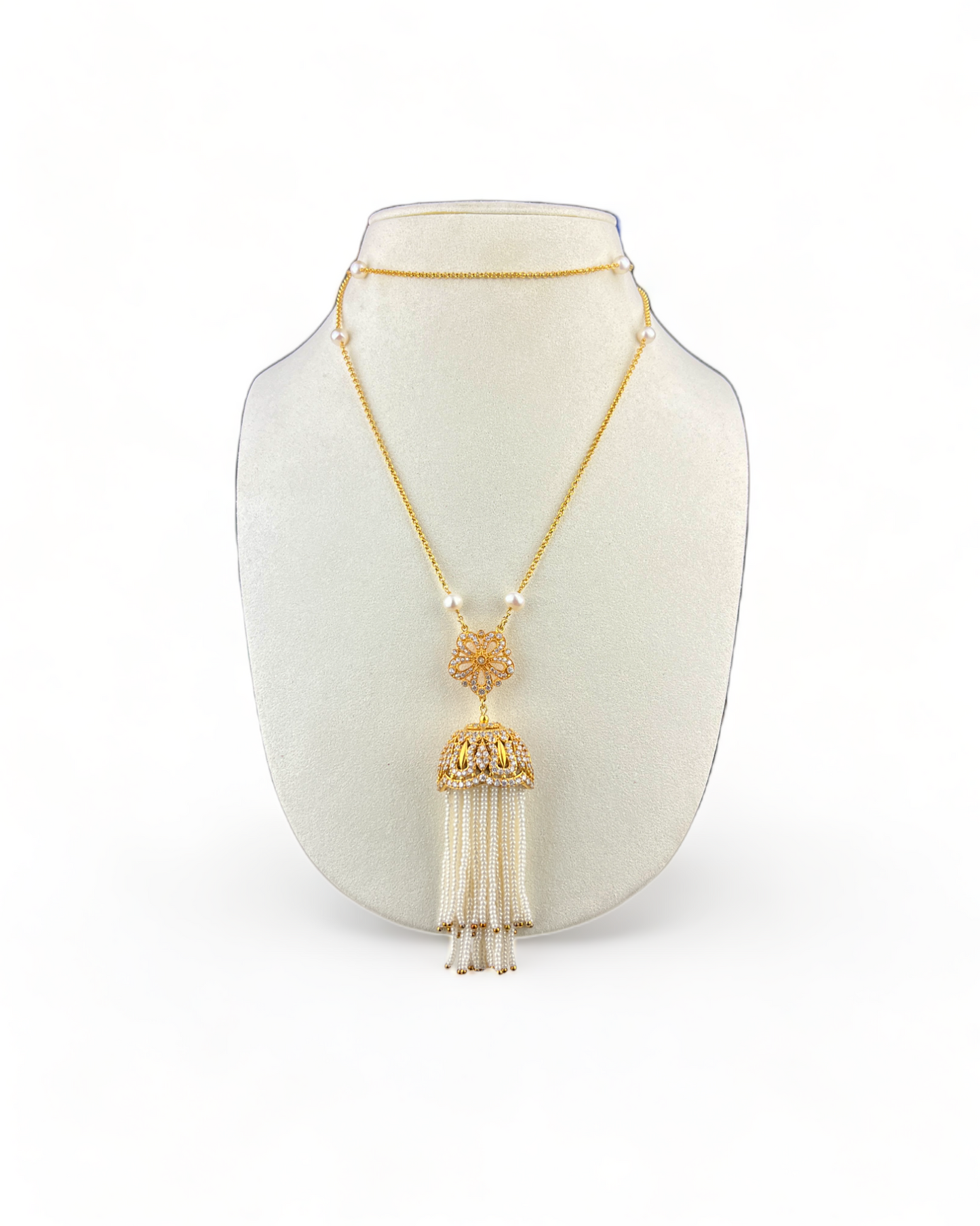 Silver Necklace with Pearls