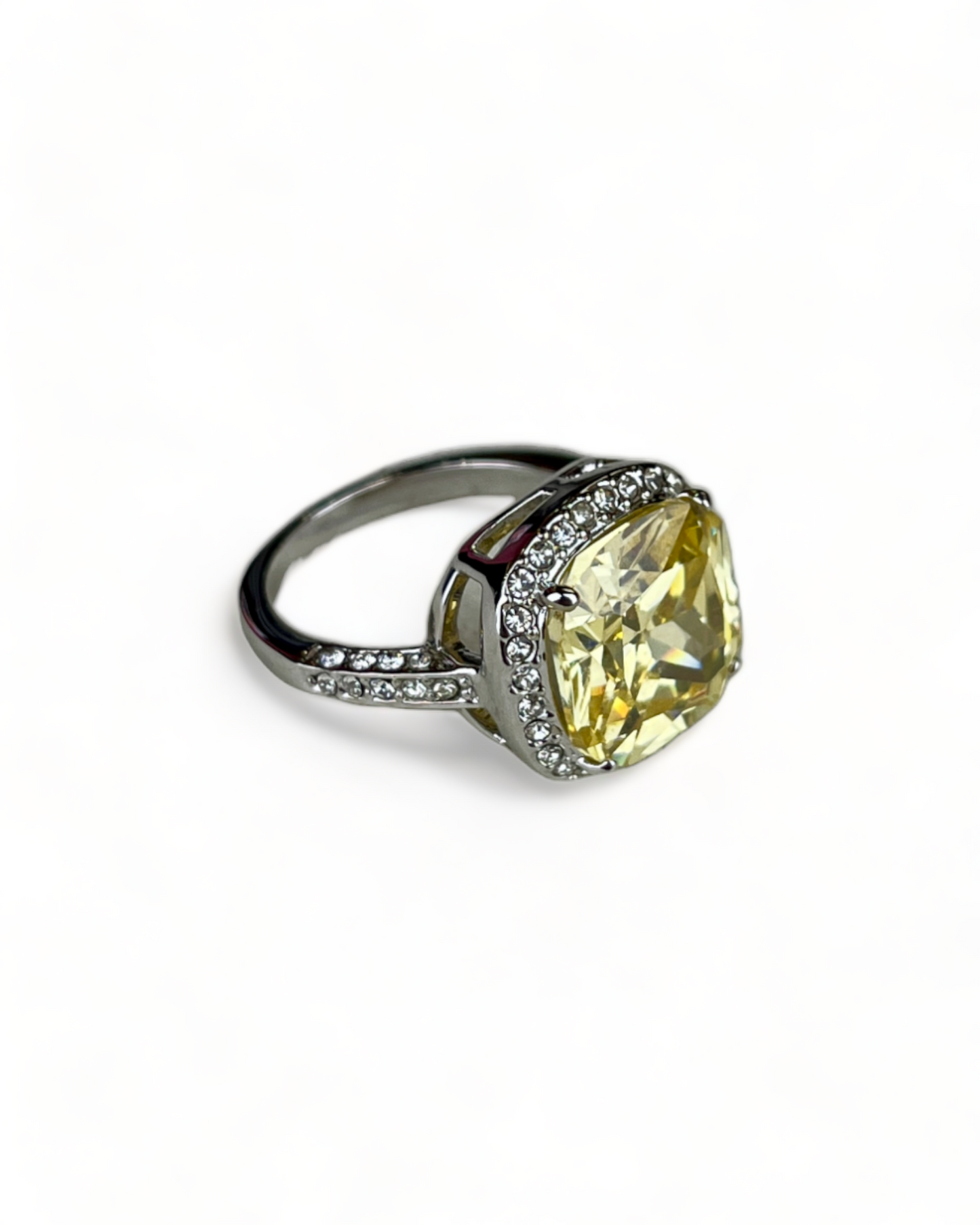Silver Ring with Yellow Stone