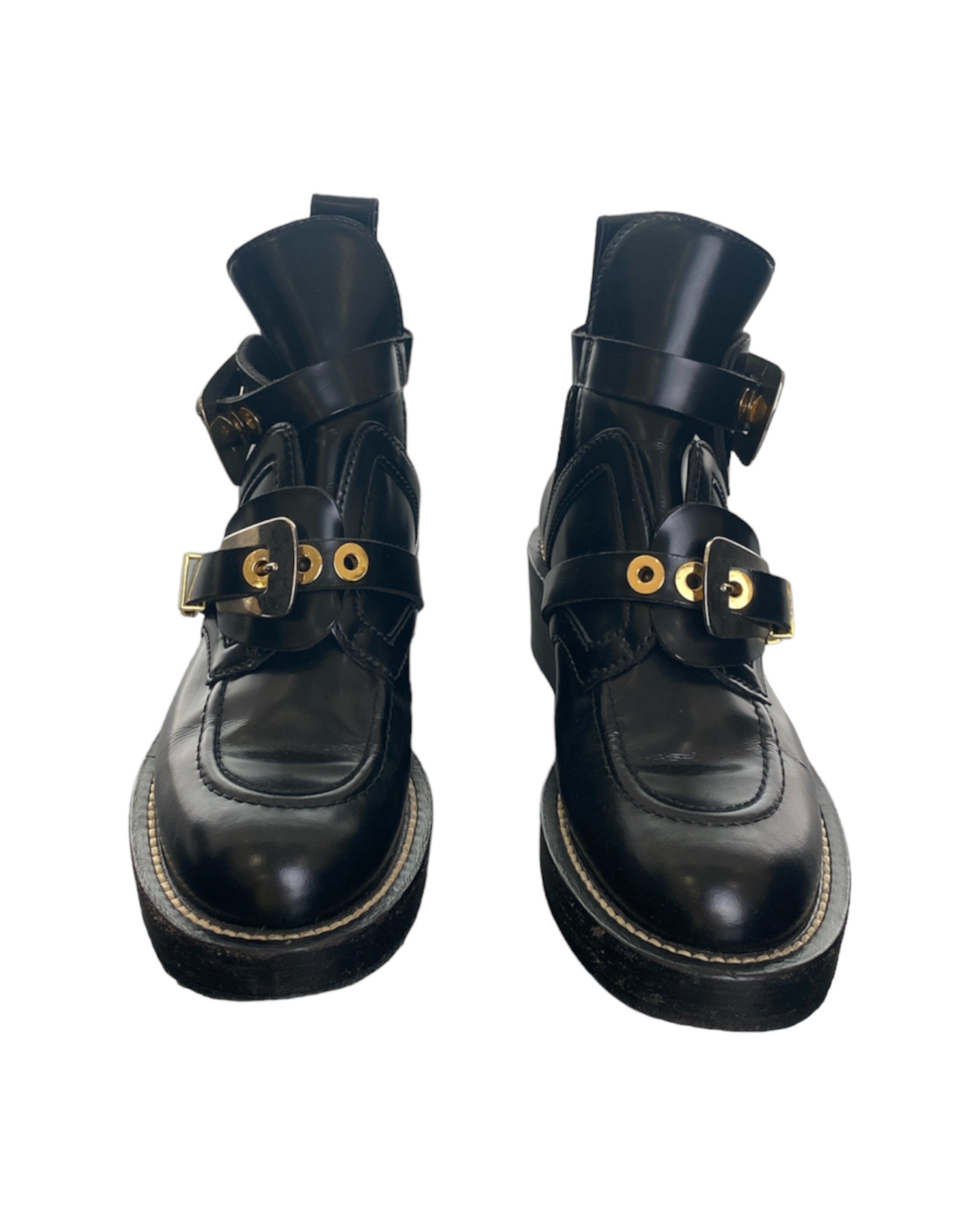 Balenciaga Leather Buckled Boots
