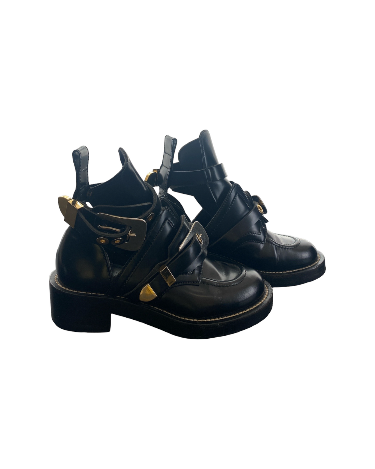 Balenciaga Leather Buckled Boots