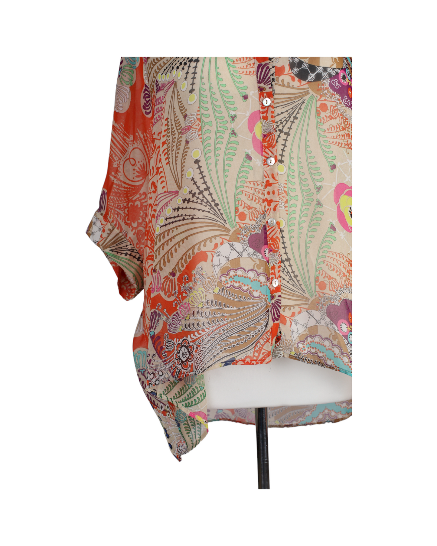 La Fée Maraboutée Sheer Printed Button Down Shirt