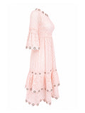 Maje Salmon Crochet Mini Dress
