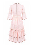 Maje Salmon Crochet Mini Dress