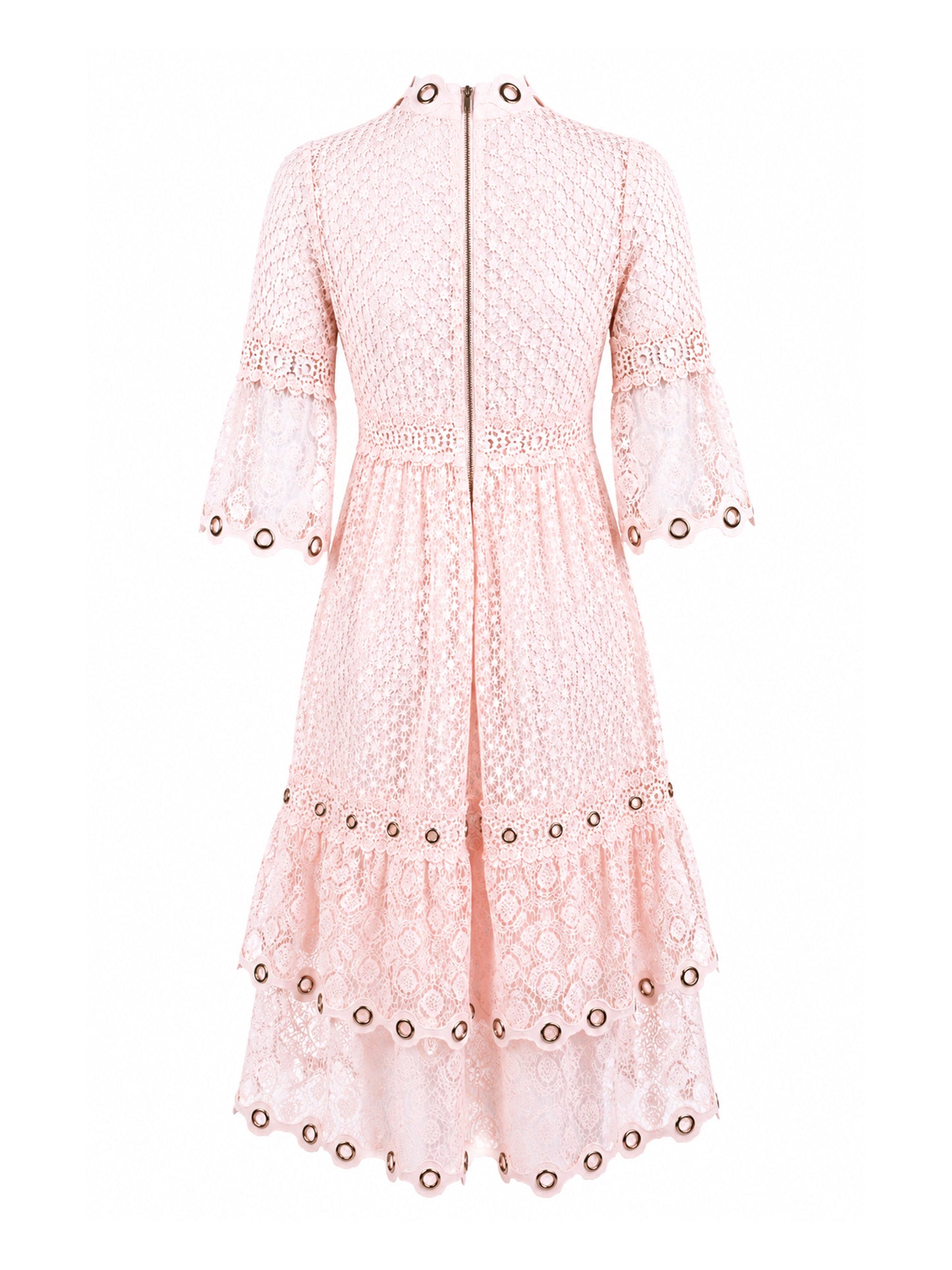 Maje Salmon Crochet Mini Dress