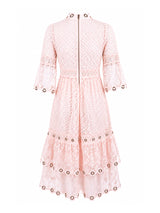 Maje Salmon Crochet Mini Dress