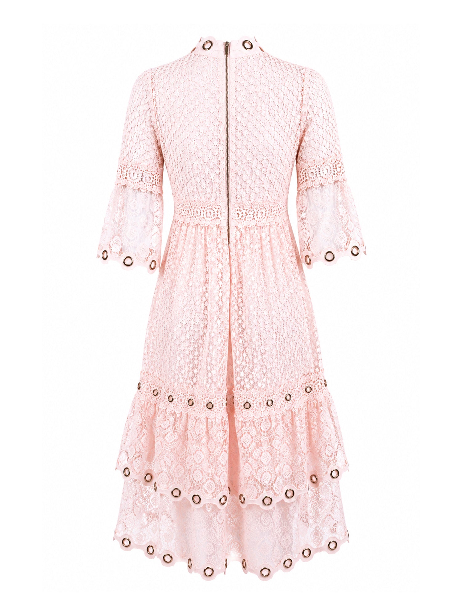 Maje Salmon Crochet Mini Dress