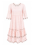 Maje Salmon Crochet Mini Dress