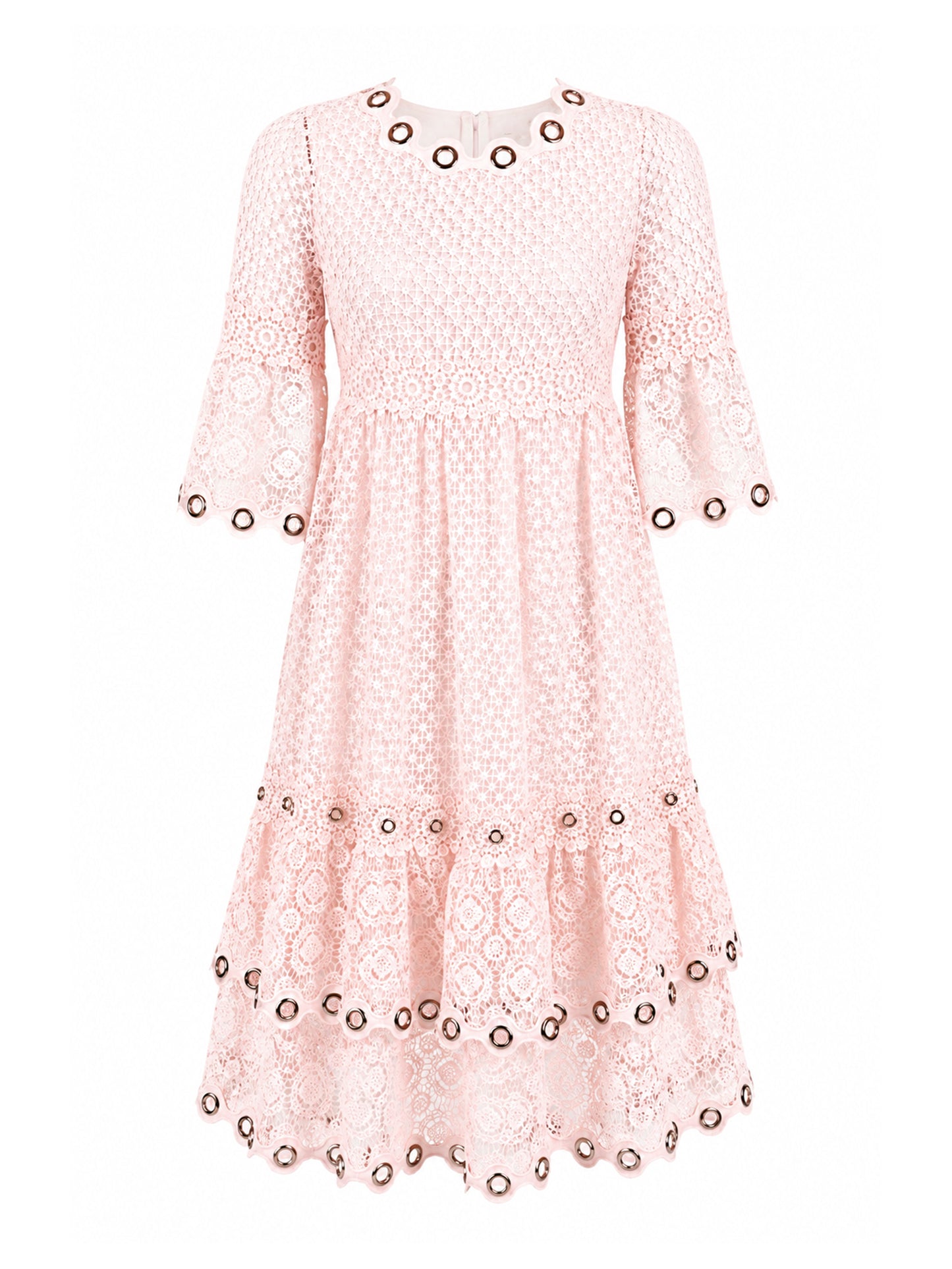 Maje Salmon Crochet Mini Dress