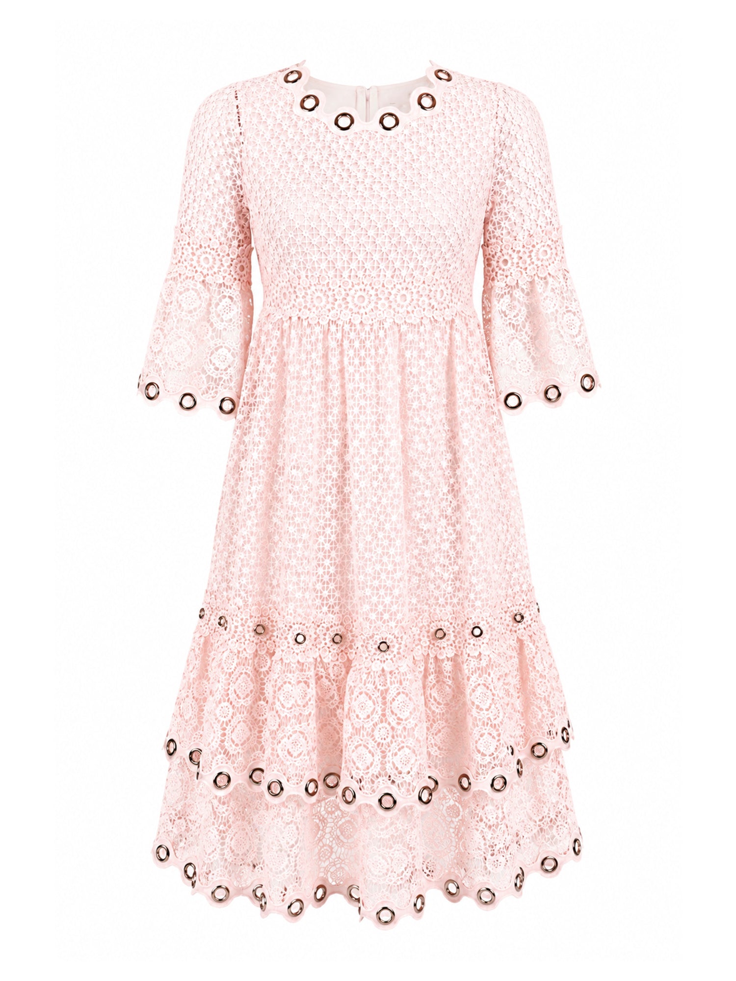Maje Salmon Crochet Mini Dress