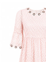 Maje Salmon Crochet Mini Dress