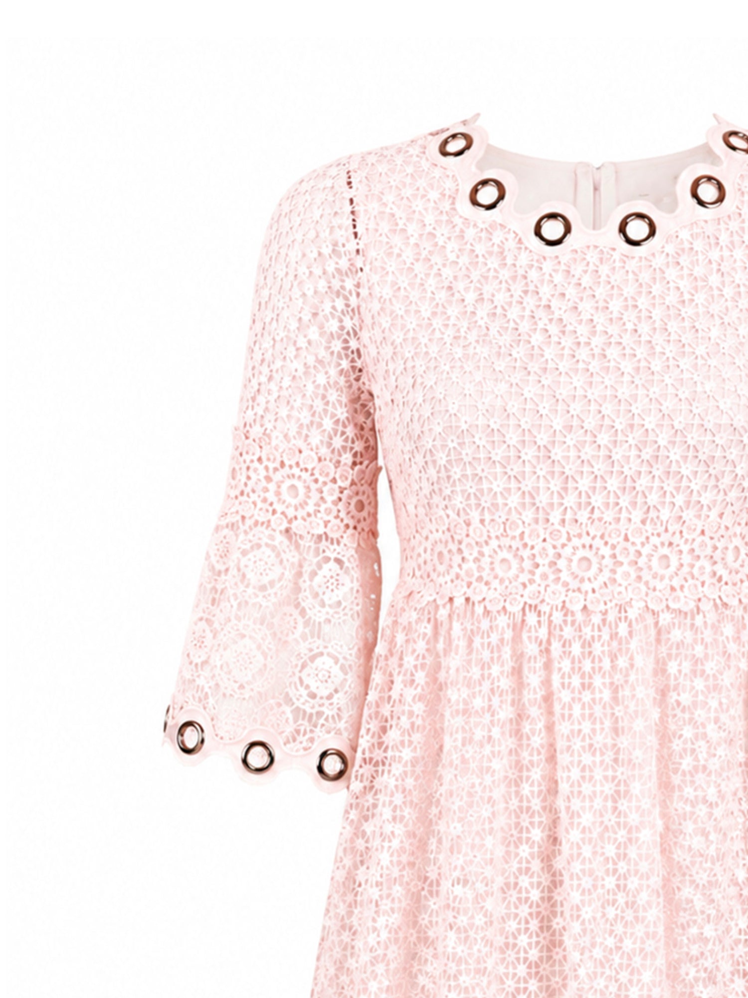 Maje Salmon Crochet Mini Dress