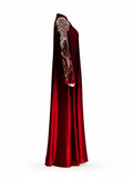 Rochelle Burgundy & Crimson Crystal-Embellished Velvet Abaya