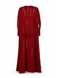 Rochelle Beaded Column Cape Abaya in Deep Red