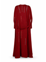 Rochelle Beaded Column Cape Abaya in Deep Red