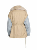 Fur Jacket Denim with beige