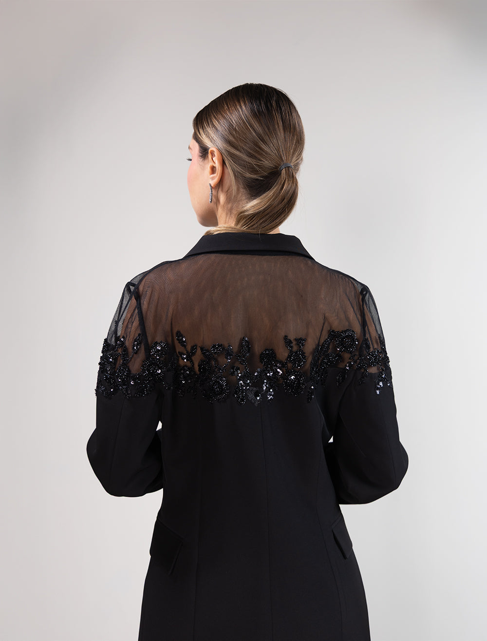 Rochelle Black Suit with Chiffon Detail