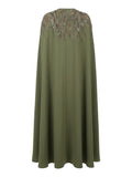 Rochelle Embellished Cape Abaya in Olive Green