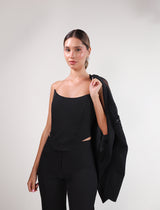 Rochelle Black Suit with Chiffon Detail