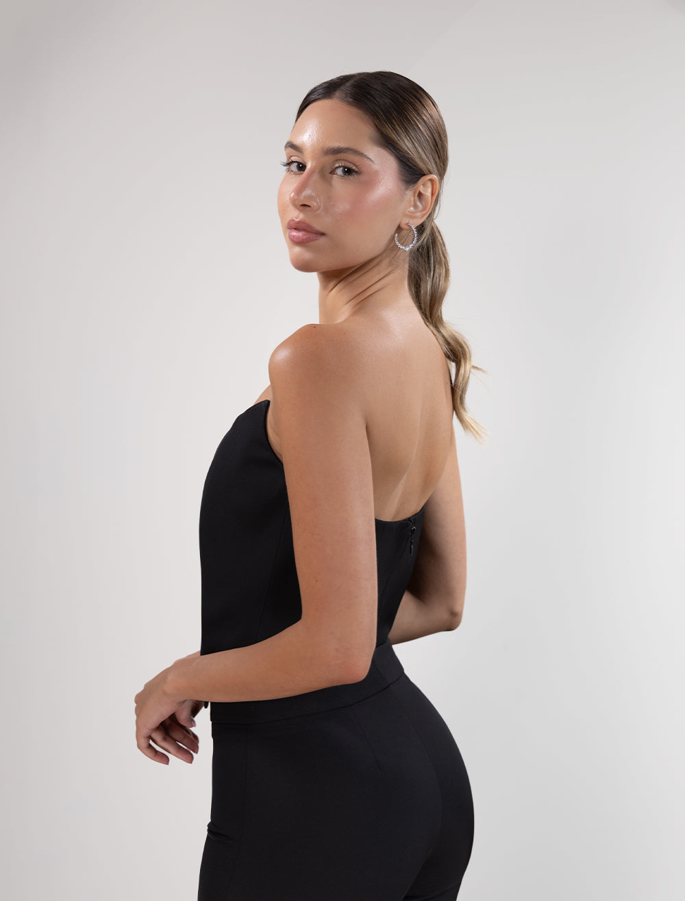 Rochelle Black Suit with Chiffon Detail