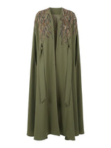 Rochelle Embellished Cape Abaya in Olive Green