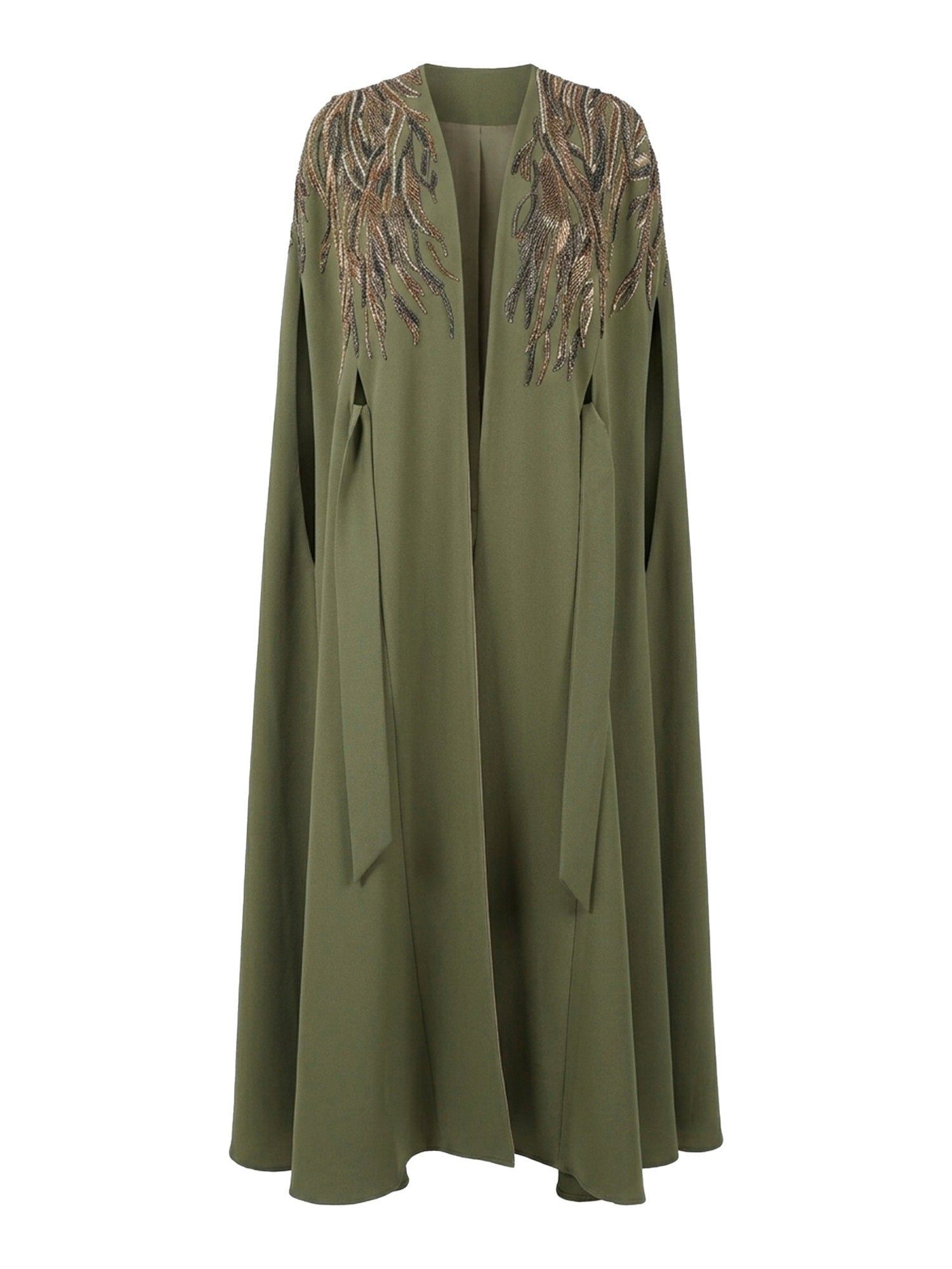 Rochelle Embellished Cape Abaya in Olive Green
