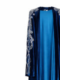 Rochelle Midnight Teal Crystal-Embellished Velvet Abaya