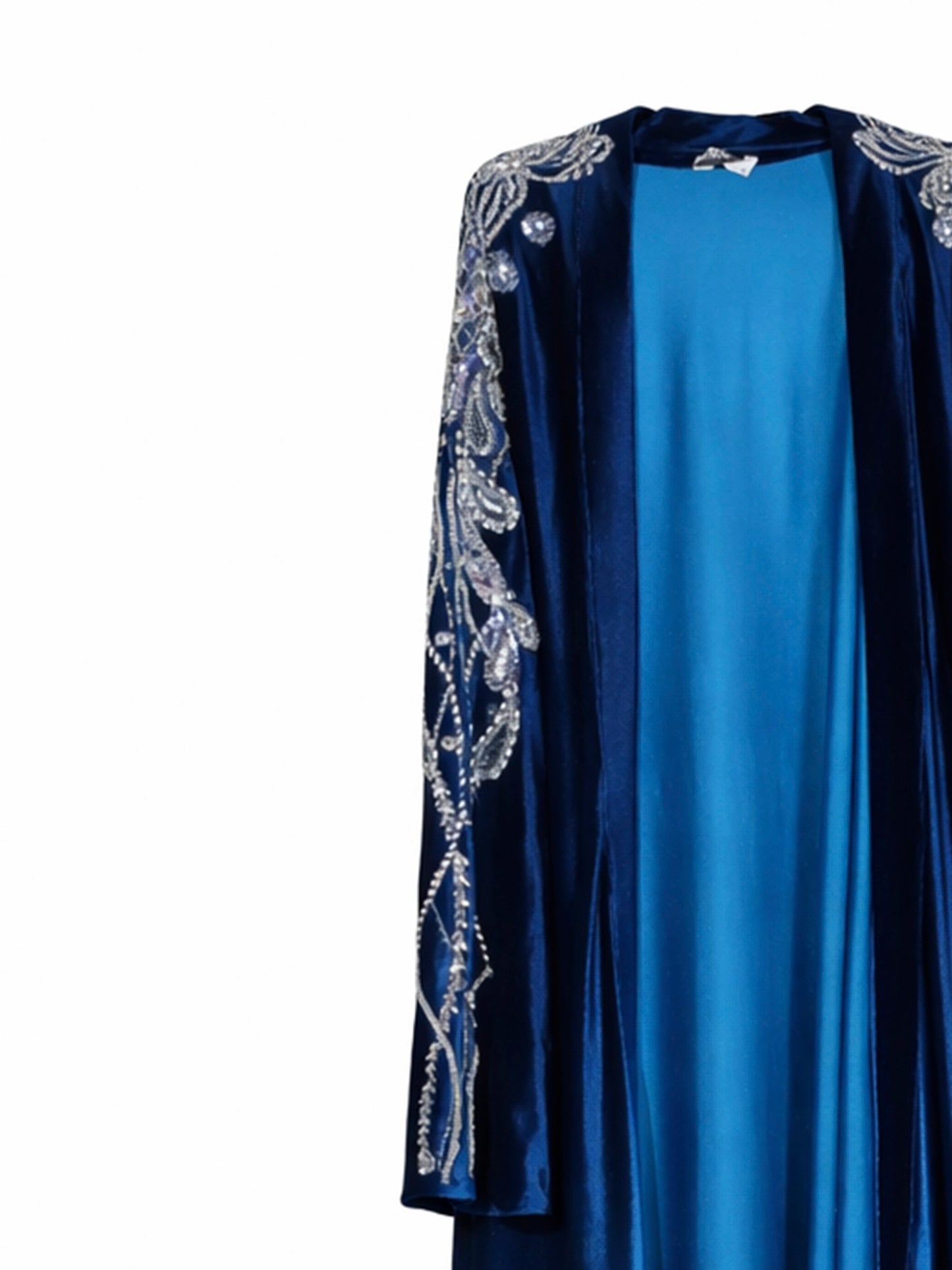 Rochelle Midnight Teal Crystal-Embellished Velvet Abaya