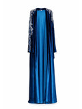 Rochelle Midnight Teal Crystal-Embellished Velvet Abaya