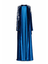 Rochelle Midnight Teal Crystal-Embellished Velvet Abaya