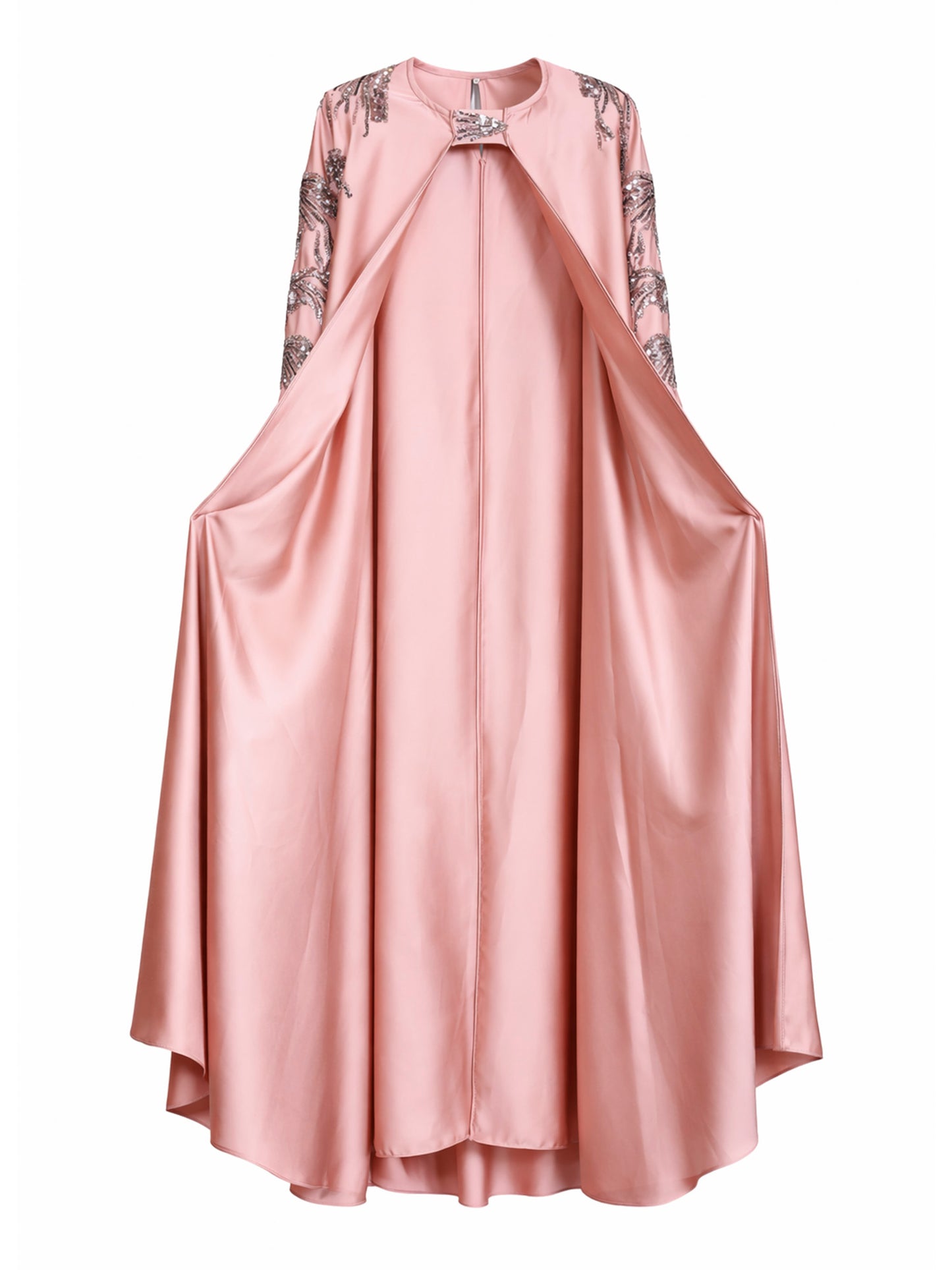 Rochelle Embellished Cape Abaya in Blush Pink