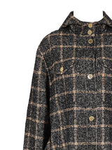 Sandro Paris Checked Wool Jacket with Gold Buttons