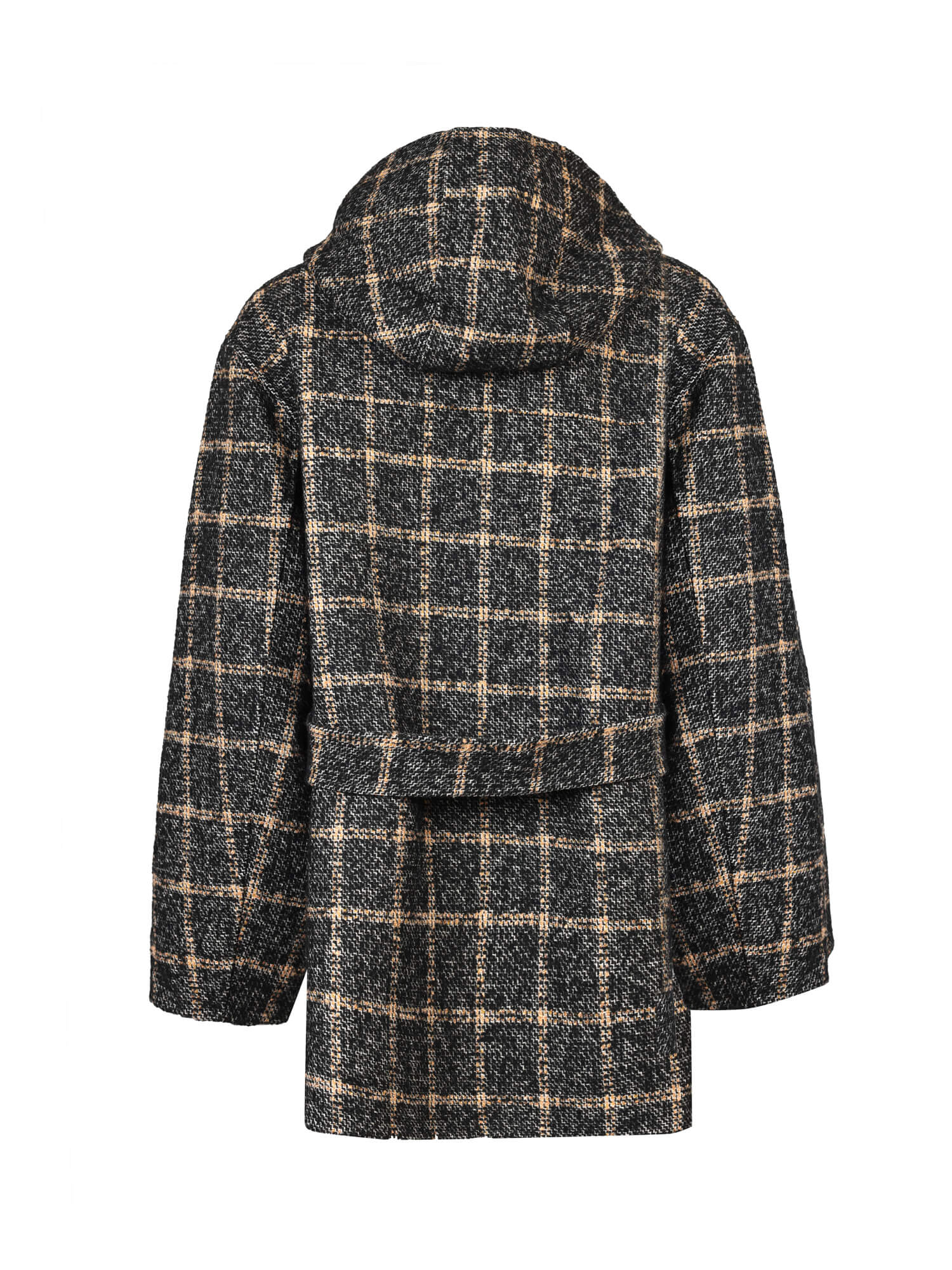 Sandro Paris Checked Wool Jacket with Gold Buttons