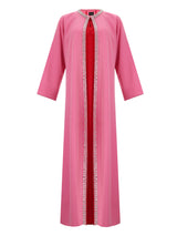 Pink Crystal-Embellished Open Abaya