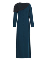 Turquoise Dress with Black Lace Cape