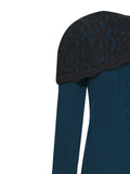 Turquoise Dress with Black Lace Cape
