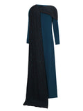 Turquoise Dress with Black Lace Cape