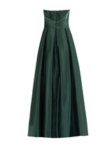 Emerald Strapless Pleated Gown