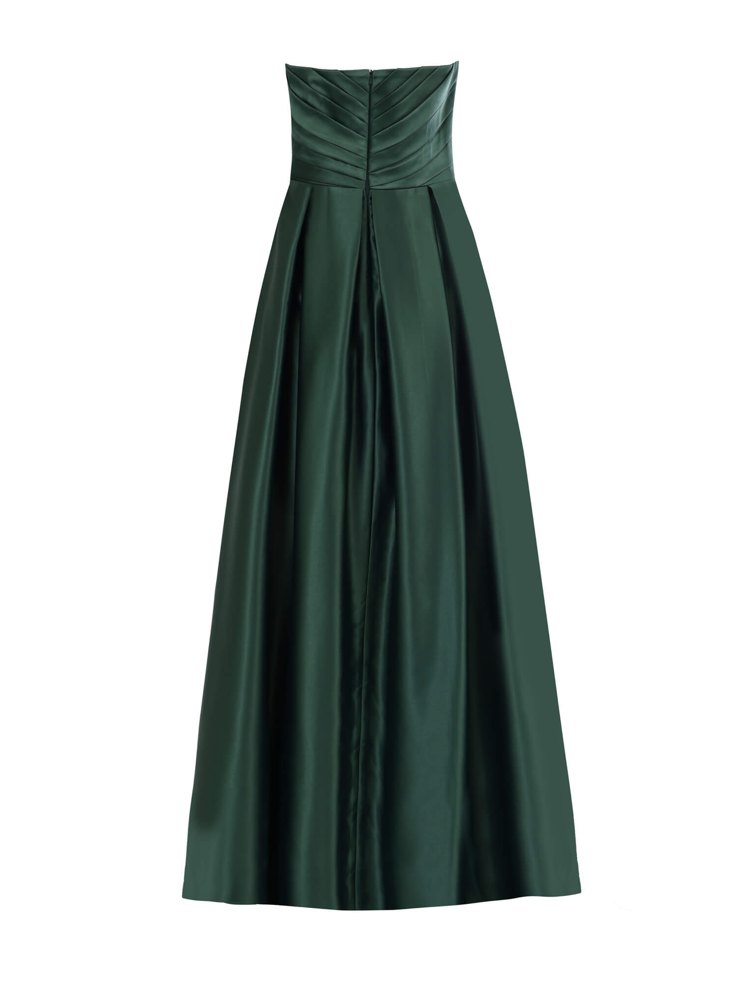 Emerald Strapless Pleated Gown