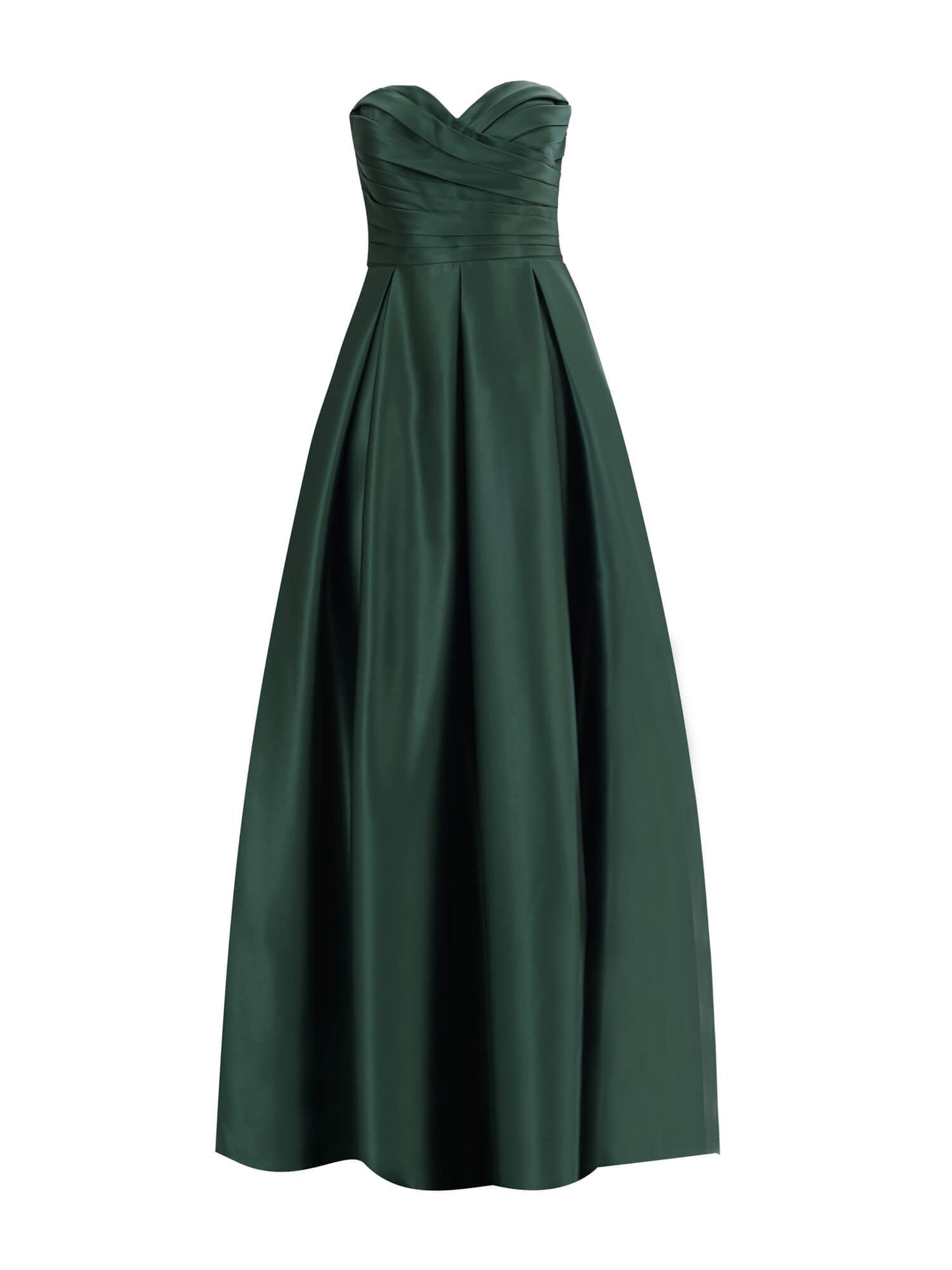 Emerald Strapless Pleated Gown