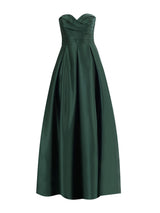 Emerald Strapless Pleated Gown