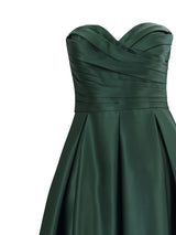 Emerald Strapless Pleated Gown