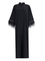 Black Feather-Trim Galabya with swarovski accessories