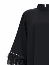 Black Feather-Trim Galabya with swarovski accessories