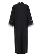 Black Feather-Trim Galabya with swarovski accessories