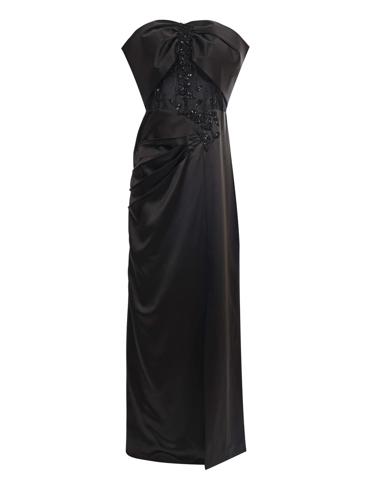 Sheikha Black Bow-Front Evening Gown